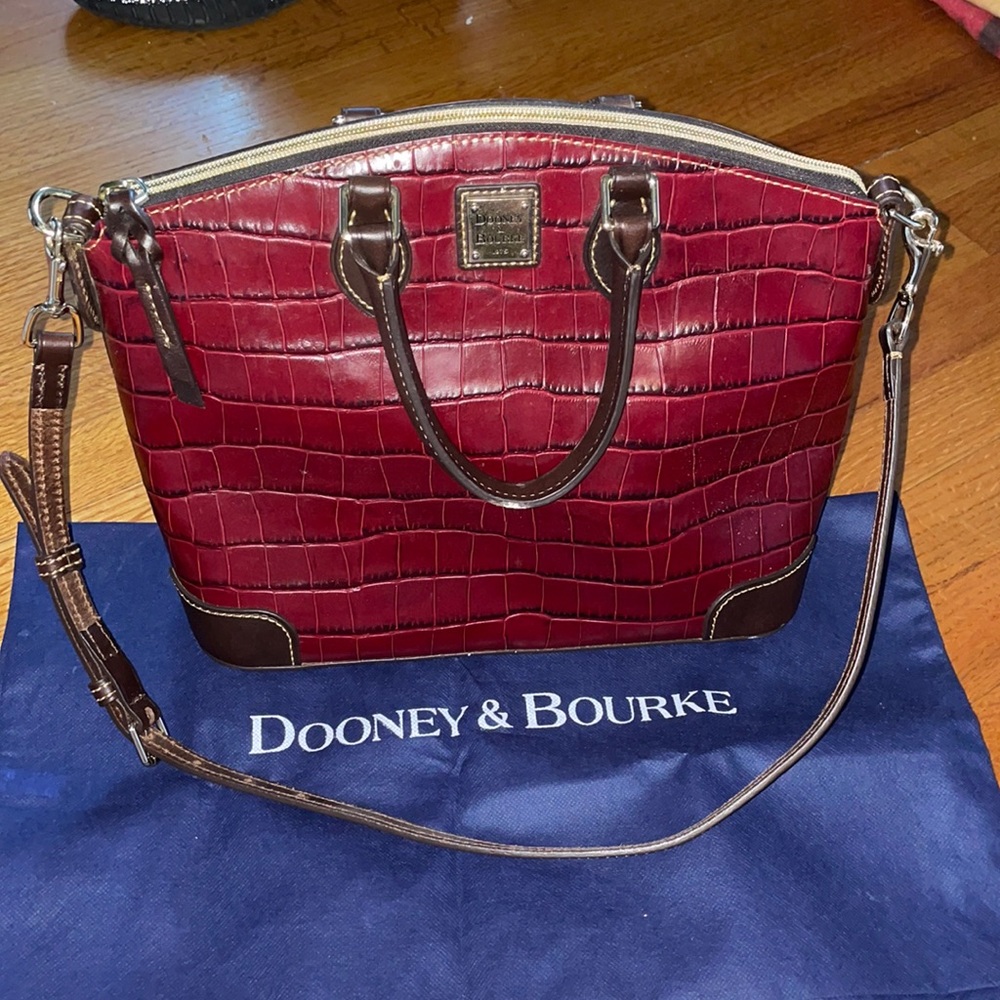 Dooney & Bourke Wine Croco Embossed Satchel